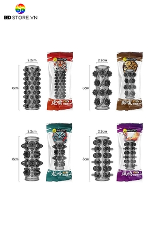 BDT883 - Bao cao su đôn dên giữa có bi và gai nổi dài 8cm