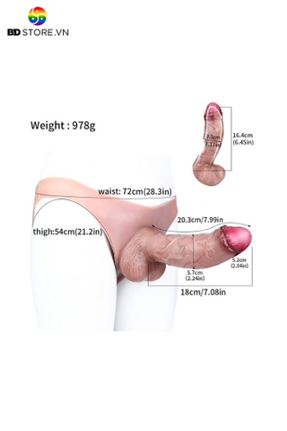 BDT981 - Dương vật giả có quần silicon và gân xanh dài 20.3cm