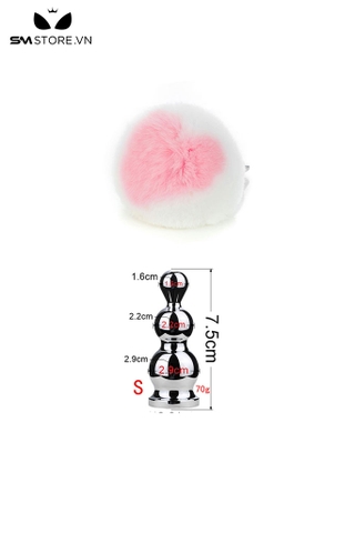 SMT060 - butt plug đuôi thỏ cosplay phích cắm mông 3 tầng dài 7.5 cm