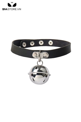 SMP106 - vòng cổ choker đính chuông dây da PU 4 nấc cài