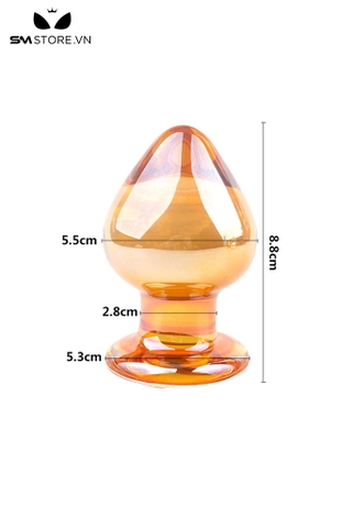 SMT092 - butt plug thủy tinh màu vàng trắng cực đẹp dài 8,8 cm
