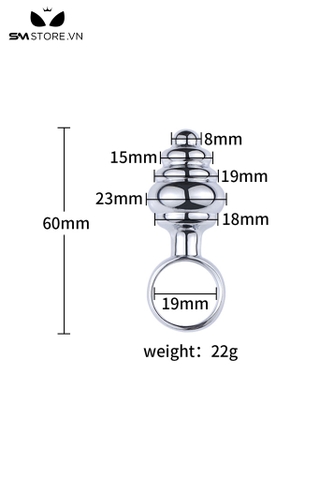 SMT3362 - Butt plug có tay cầm hình xoắn ốc inox cao cấp dài 6cm