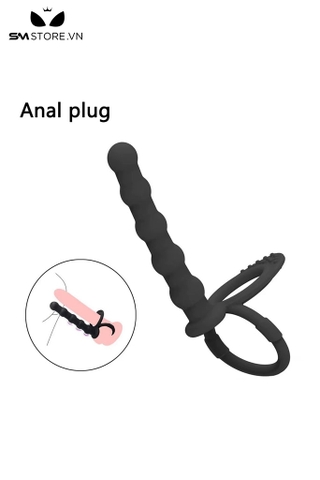 SMT3380 - Vòng đôi đeo gốc dương vật silicon co giãn mix anal bead