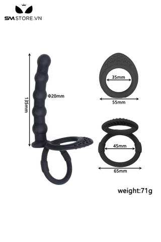 SMT3380 - Vòng đôi đeo gốc dương vật silicon co giãn mix anal bead