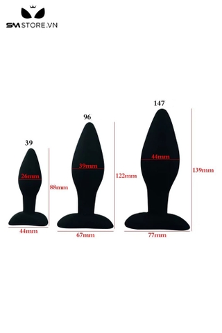 SMT3439 - Butt plug hậu môn silicon với đế ngang dài 88 122 và 139mm