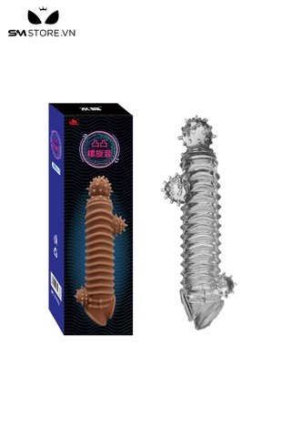 SMT3731 - Bao cao su có gai đôn dên vân xoắn ốc silicon co giãn dài 20cm
