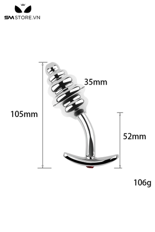 SMT4266 - Butt plug dáng cong hình xoắn ốc dài 98 105 và 118mm