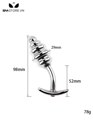 SMT4266 - Butt plug dáng cong hình xoắn ốc dài 98 105 và 118mm
