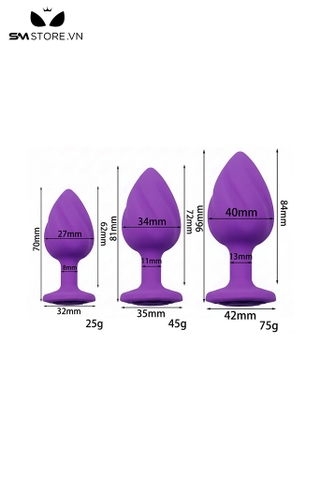 SMT4267 - Đồ chơi hậu môn silicon xoắn ốc đế đính kim cương có 3 size