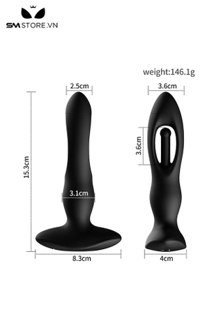 SMT4434 - Máy rung hậu môn silicon rỗng giữa điều khiển từ xa dài 15.3cm