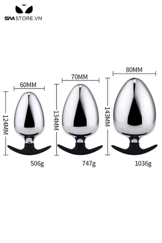SMT4520 - Butt plug hậu môn inox cao cấp với đế silicon cong