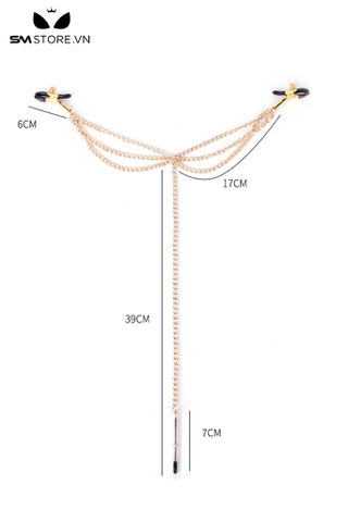 SMT4768 - Kẹp ti và âm vật thiết kế 3 đầu dài 39cm có đệm và nấc chỉnh