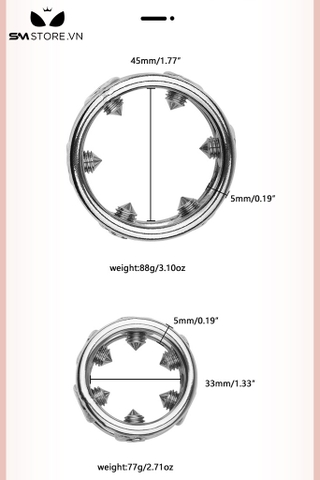 SMT4874 - Vòng đeo dương vật inox không gỉ với vít vặn hướng vào trong