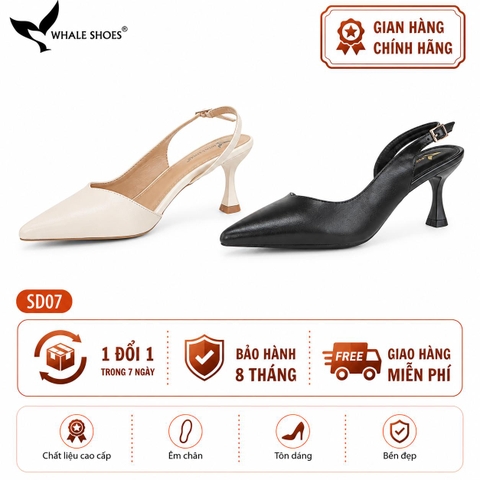 Giày cao gót Whale Shoes 6cm cổ tim da mờ, thiết kế tối giản, basic, đế chống trượt-SD07