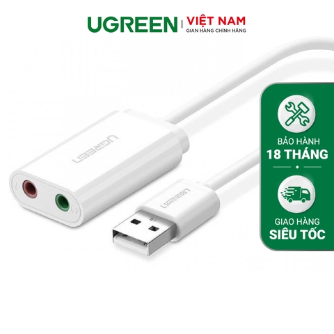 Dây USB 2.0 mở rộng sang đồng thời 2 cổng 3.5mm cho tai nghe + mic không cần driver UGREEN US218 30801 - Hàng phân phối chính hãng - Bảo hành 18 tháng