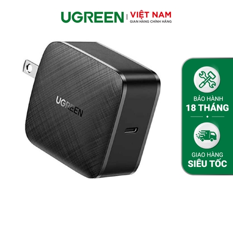 Củ sạc nhanh PD65W UGREEN CD217 - Cổng sạc Type C - Kích thước nhỏ gọn, hiệu suất sạc cao - Sạc đầy MacBook Pro 13 trong 2 giờ - 70817 chân EU