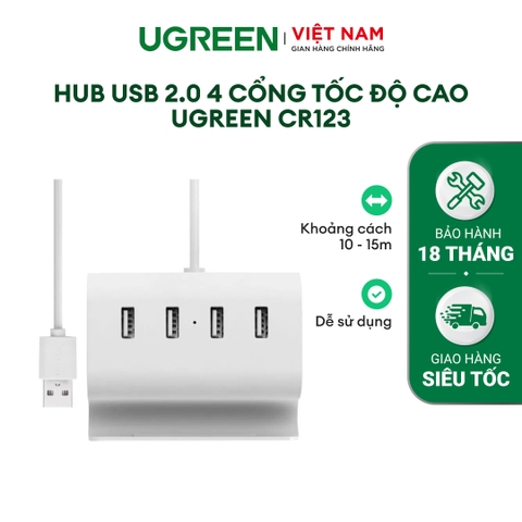 Hub USB 2.0 4 cổng tốc độ cao UGREEN CR106 CR123 - Hàng phân phối chính hãng - Bảo hành 18 tháng