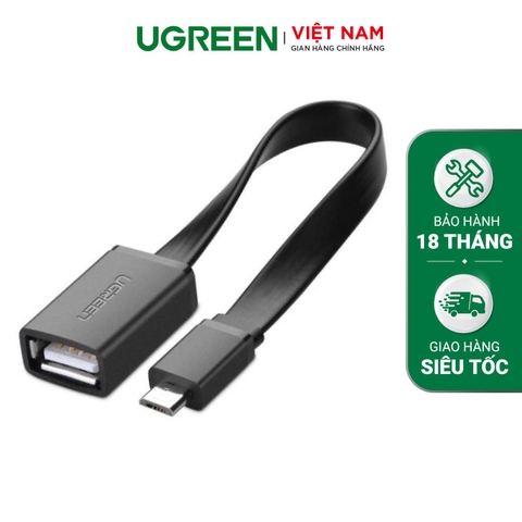 Dây Micro USB 2.0 OTG dạng dẹt dài 15cm UGREEN US126 10821 (màu đen)