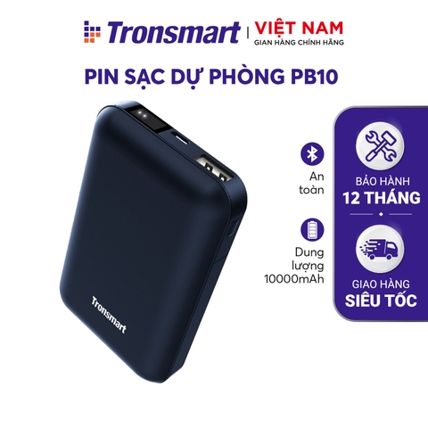 Pin sạc dự phòng 10000mAh hỗ trợ sạc nhanh có báo pin nhiều màu sắc Tronsmart PB10 - Hàng phân phối chính hãng - Bảo hành 12 tháng