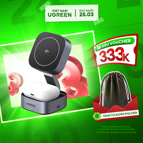 Sạc cho điện thoại tai nghe,đồng hồ  Qi 15W màu ghi xám đầu cắm USB-C PD