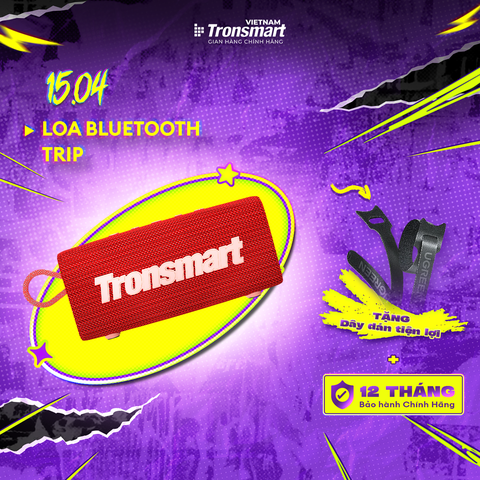 Loa Bluetooth Tronsmart Trip Chống nước IPX7 Thời lượng pin 20 giờ, tích hợp Micro - Hàng phân phối chính hãng - Bảo hành 12 tháng