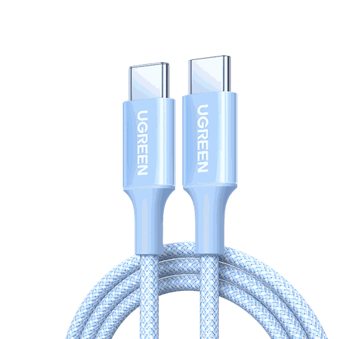 Cáp dữ liệu USB-C (35218) truyền dữ liệu giữa máy tính và điện thoại dài 1m màu trắng 5 lõi đ/k lõi 0,4-0,7mm, bọc nhựa PVC vải bện có đầu nối sẵn