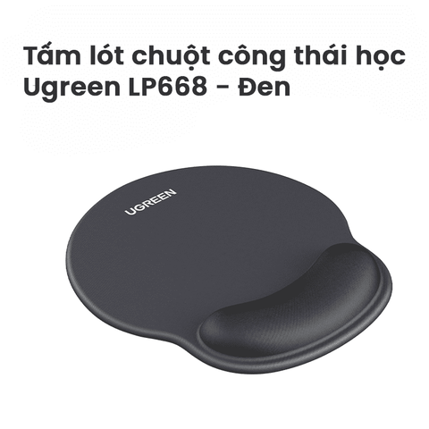Tấm lót chuột chất liệu cao su (không xốp) màu đen  Ugreen (25245)
