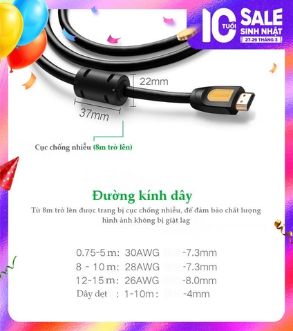 Dây cáp HDMI 2.0 tròn lõi đồng HD101