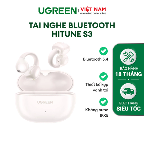 Tai nghe Bluetooth 5.4 Ugreen HiTune S3 công suất Bluetooth 10mW, dung lượng pin 600mAh màu đen(45785) dải tần 20hz-20kHz