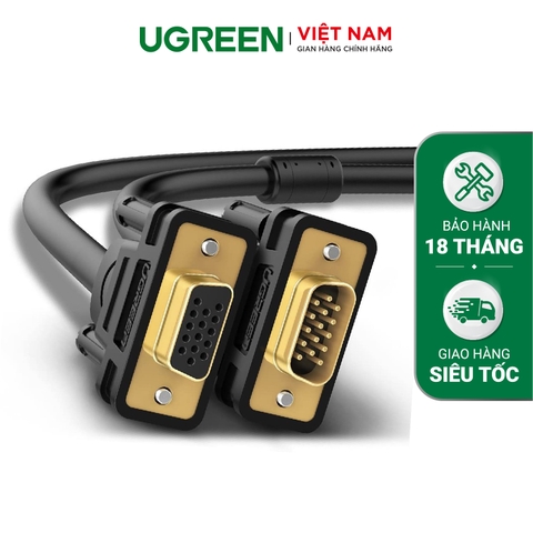 Dây nối dài VGA đực sang cái 3+6 OD8.0MM dài 2-3m UGREEN VG103 - 11615-3m