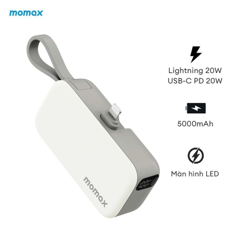 Pin sạc dự phòng dùng cho điện thoại IP130MFID , 5000mAh Li-ion, màu đen, 1 cổng đầu ra có sạc không dây MOMAX