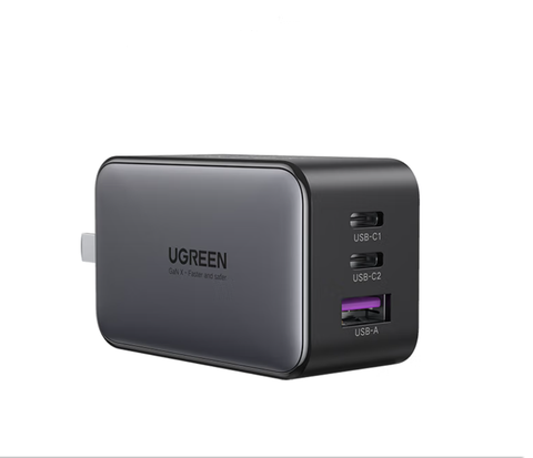 Sạc điện thoại 3 cổng USB-C và USB-A GaN 65W màu đen (50653)