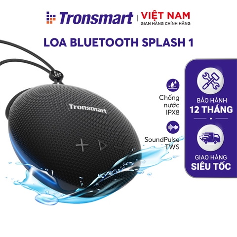 Tronsmart Splash 1 Bluetooth 5.0 Tích hợp đèn LED Chống nước IPX7 Công suất 15W Công nghệ âm thanh SoundPulse TWS - Hàng phân phối chính hãng - Bảo hành 12 tháng