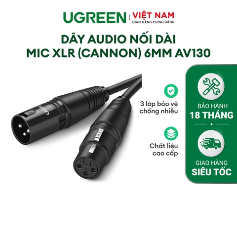 Dây Audio nối dài MIC XLR (Cannon) 6mm UGREEN AV130 - Màu đen-Khác-15