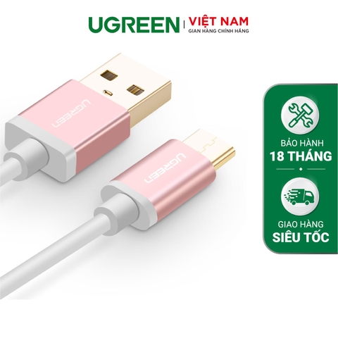 Dây cáp chuyển đổi USB 2.0 sang USB Type C dài từ 0.25-2M UGREEN US188 - 2m-hồng