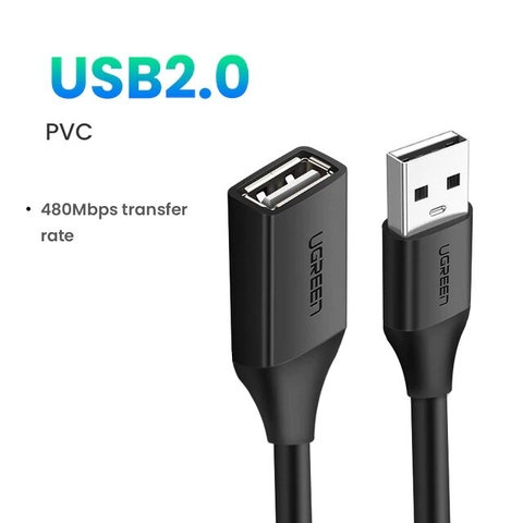 Dây nối dài USB 2.0 UGREEN US103 dài 3m 1 đổi 2