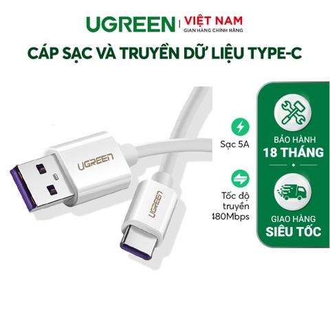 Cáp sạc Type C UGREEN US253 Sạc nhanh dòng 5A, truyền dữ liệu tốc độ cao - trắng-Type C-1
