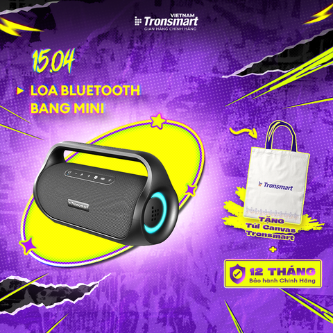 Loa Bluetooth Mini 5.3 ngoài trời chống nước TRONSMART BANG MINI – Đèn Led - Công suất 50W - Chống nước IPX6 - Hàng chính hãng - Bảo hành 12 tháng