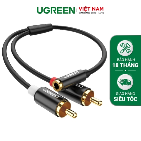 Dây Audio 3.5mm dùng cho điện thoại, máy tính, mạ kim loại, màu đen - Hàng chính hãng UGREEN 10564 10563 Dài 1m