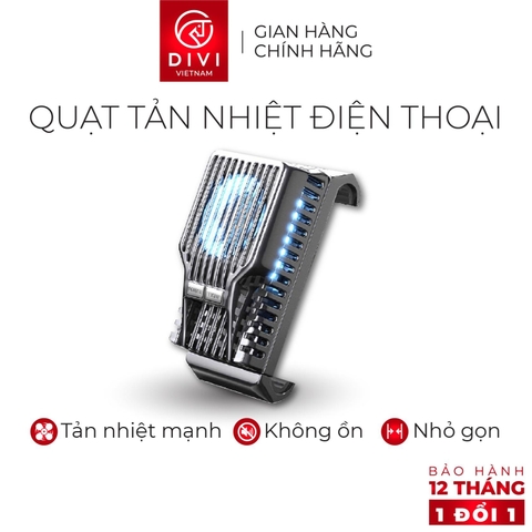 Quạt tản nhiệt điện thoại DIVI E725 LED Tản nhiệt nhanh - Hàng phân phối chính hãng - Bảo hành 12 tháng