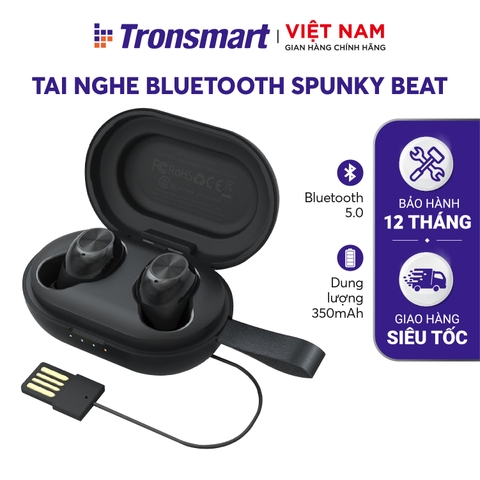 Tai Nghe Bluetooth Không Dây 5.0 TWS Tronsmart Spunky Beat (Bản mới hỗ trợ cấu hình trên app Android / iOS) Chíp Qualcomm Aptx Khử Tiếng Ồn Cao Cấp Khả Năng Chống Nước IPX5 Dùng Cho Điện Thoại Máy Tính Bảng - Hàng phân phối chính hãng
