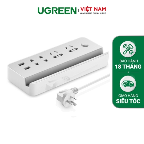 Ô cắm điện đa năng 4 cổng + 2 cổng sạc USB + Cổng tắc có khay đặt điện thoại; MAX 2500W