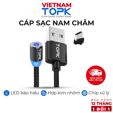 Dây sạc nam châm AM23 vỏ bện nylon dài 1-2m - Hàng chính hãng Bảo hành 12 tháng