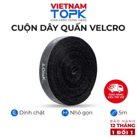 Cuộn dây quấn velcro Tronsmart TOPK J01 cố định dây cáp chống rối tiện lợi - Hàng phân phối chính hãng - Bảo hành 12 tháng