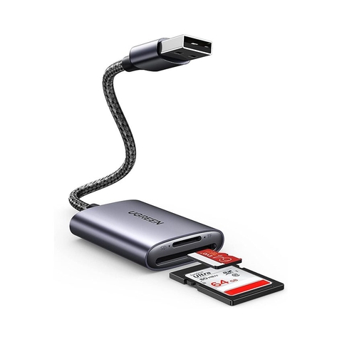 Đầu đọc thẻ nhớ cổng USB UGREEN 80887 - Hỗ trợ thẻ SD và  - Tốc độ truyền lên đến 5, vỏ hợp kim tản nhiệt tốt