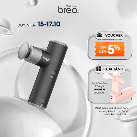 Súng Massage rung toàn thân BREO Sport-M0310 | Kèm 3 đầu mát xa chuyên nghiệp | Massage nóng 45 độ C | Bảo thành 12T