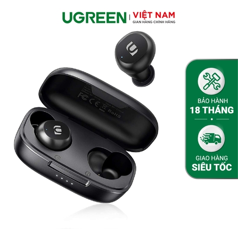 [BH 24 tháng 1 đổi 1] Tai nghe Bluetooth TWS UGREEN 80636 - Âm thanh Hifi True Wireless chống nước IPX5 sạc 15 phút nghe nhạc 2 giờ thời gian sử dụng tối đa lên đến 15 giờ