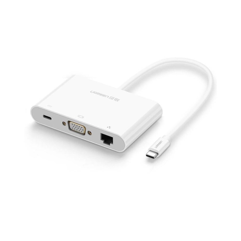 Cáp chuyển đổi đa chức năng USB Type C sang VGA + Hub USB 3.0 và USB2.0 hỗ trợ cổng Lan 10/100Mbps cao cấp UGREEN US182 30439