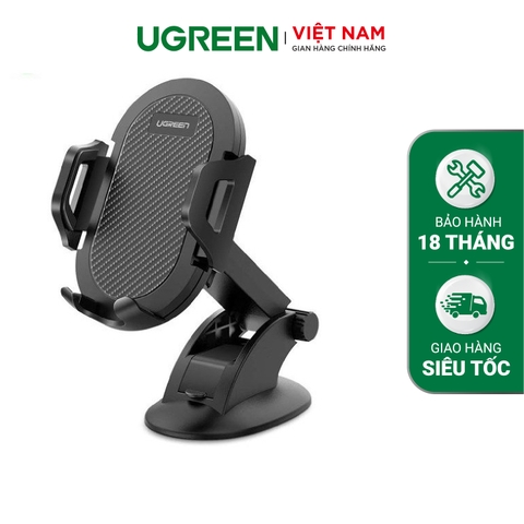 Giá đỡ điện thoại trên ô tô UGREEN LP176 - Chất liệu plastic, đệm silicon chống shock, chống xước - 60196-màu đen