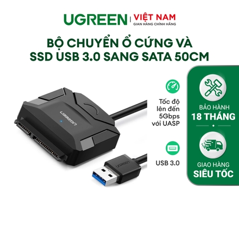 Dây chuyển đổi USB 3.0 sang SATA kèm dây nguồn 12V2A dài 25-50CM UGREEN CR108 20953